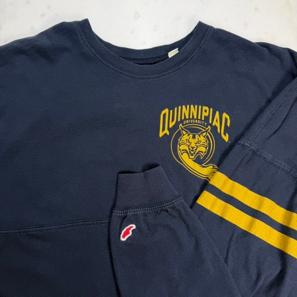 League Quinnipiac University‎ Spirit Jersey Navy Blue Long Sleeve Shirt Womens S